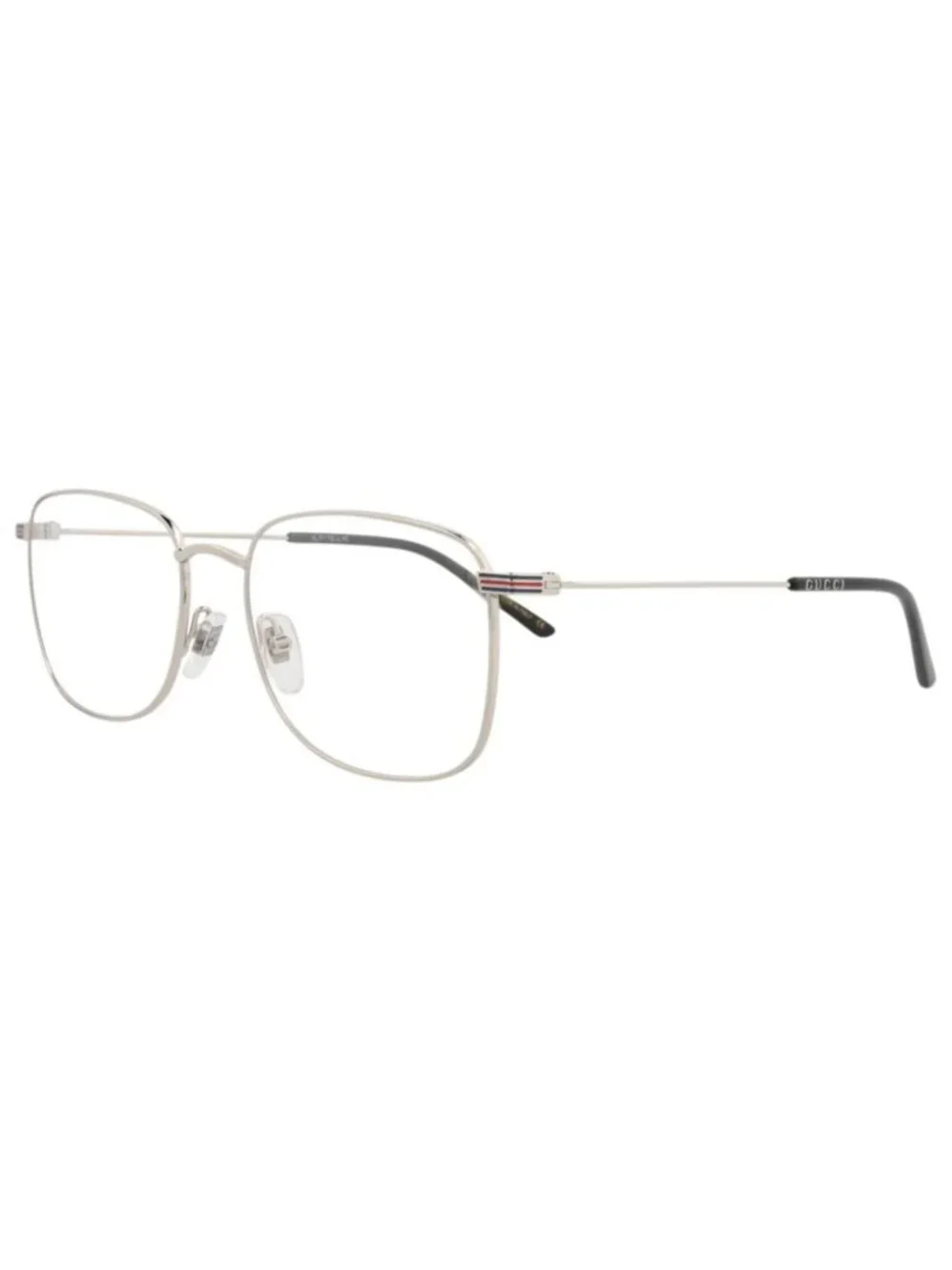New Gucci Women's Eyeglasses Square Rectangle Metal Frame Mens Silver Silver
